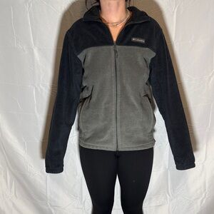 Columbia Black & Gray Full-Zip Teddy Fleece Jacket